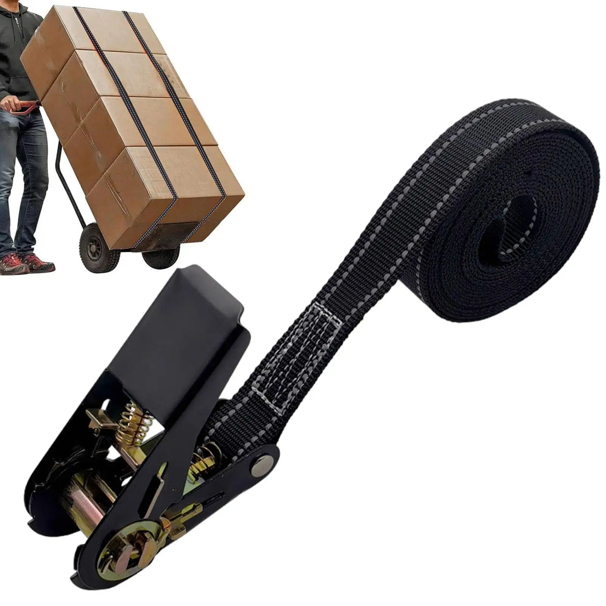 Heavy Duty Ratchet Tie Down Straps Adjustable Reinforced Car Tire Straps for Vehicles