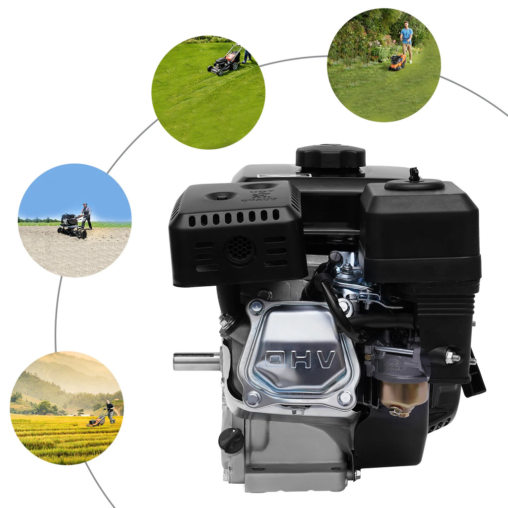 212cc 7.5HP Horizontal Shaft Gas Engine, 20mm Shaft, Pull Start