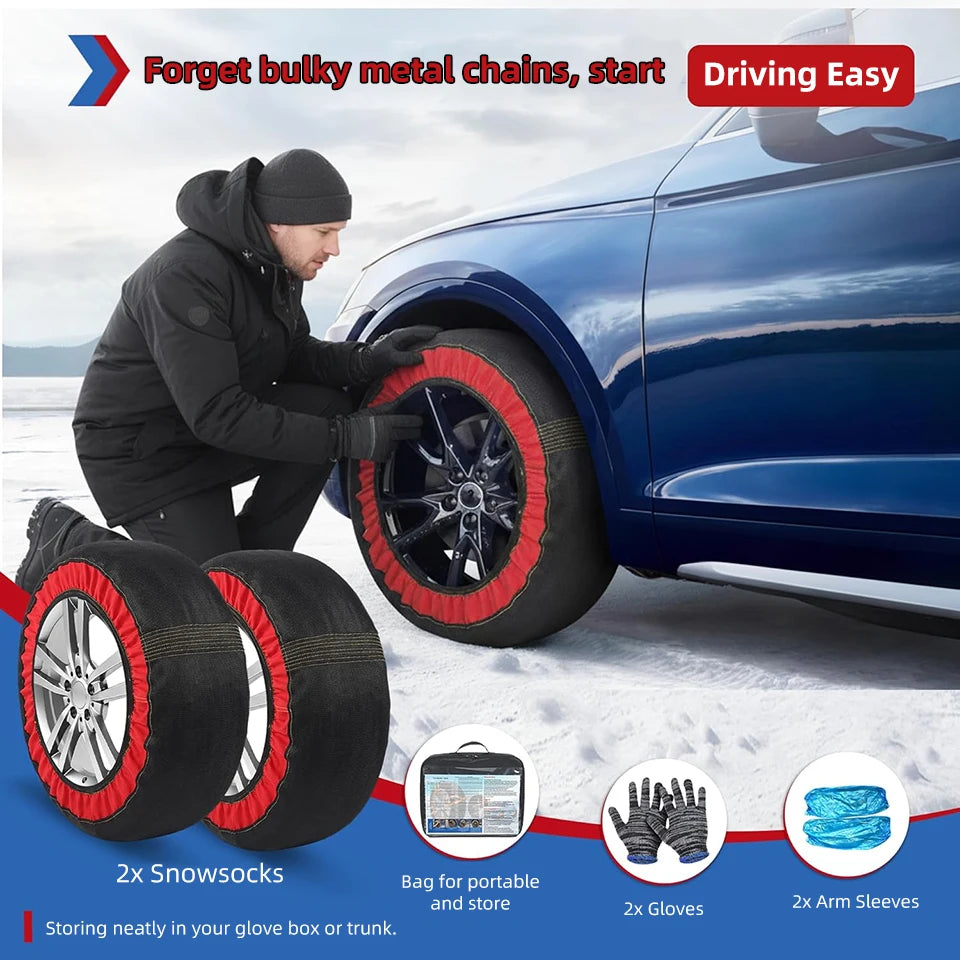 Emergency Tire Chain Snow Socks Winter Anti-skid Chains Car Wheel Snow Chains Safety Car Accessory for Car/SUV/Sports Car Tire