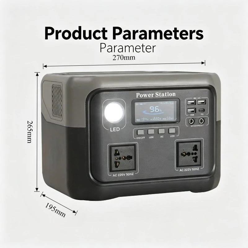 New 800W 600W Portable Power Station 220V 716.8WH Solar Generator Backup Power Bank for Outdoor Camping Home Emergency RV Travel