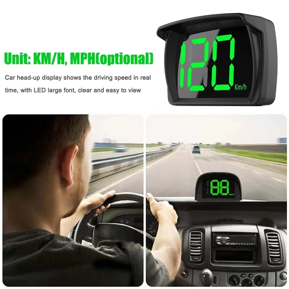 Car HUD GPS Speedometer KM/H Digital Head Up Display Large LED Font For Truck SUV Motorcycle Universal Accessories