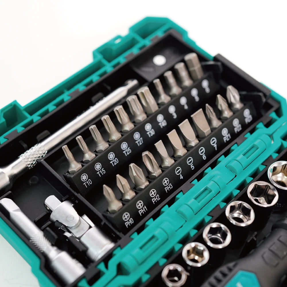 38pcs Multi-Function Ratchet Wrench Set High Torque 2-Way Grip Heavy-Duty Combination Tool Precision Combination Tool Kit