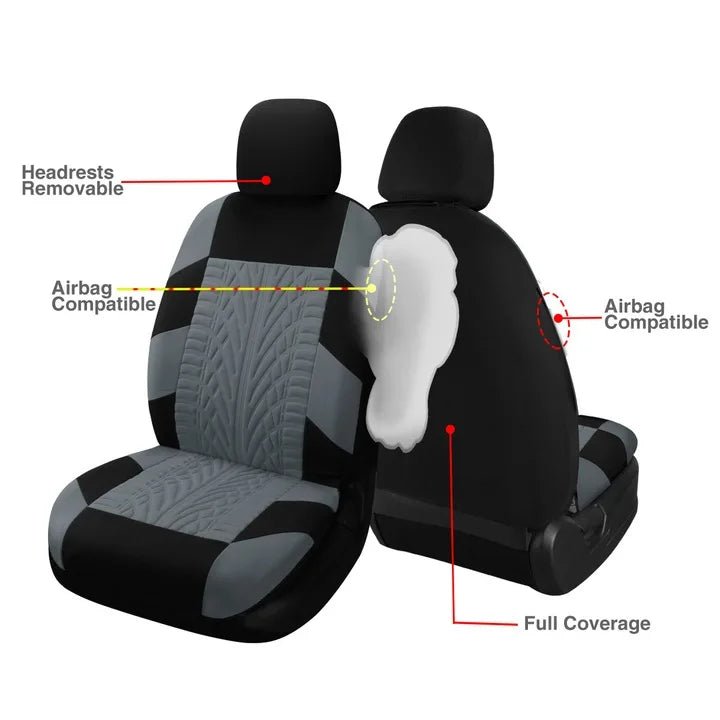 Universal Polyester Car Seat Covers, 4-Piece Front or 9-Piece Full Set