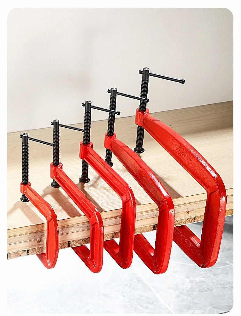 4 Inch Deep Reach C-Clamp Set, Heavy Duty Steel for Woodworking and Welding
