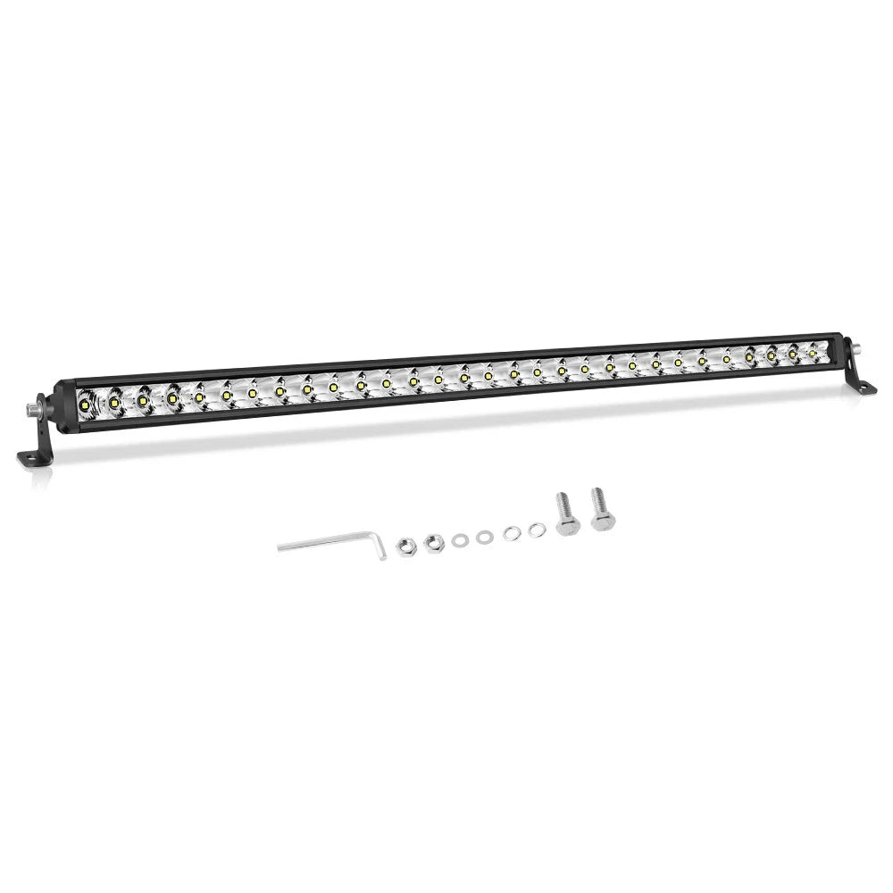 For Chevy Silverado 1500 Mesh Grille 30" Single Row LED Light Bar Combo Offroad Driving Lights Ultra Slim Thin LED Light Bar 4WD