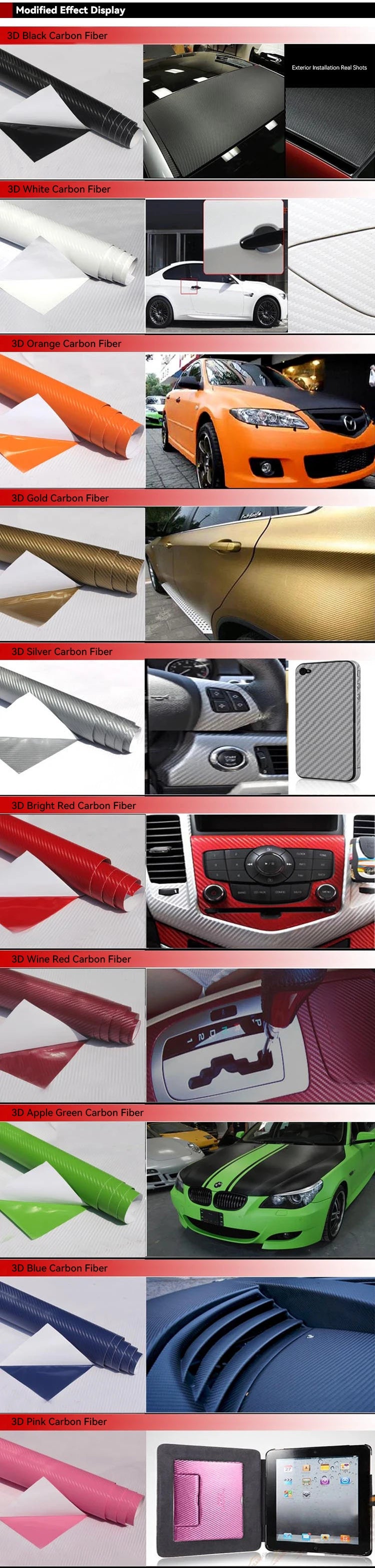 3D Carbon Fiber Vinyl Wrap Roll 150cm for Car & Motorcycle Styling - image 18