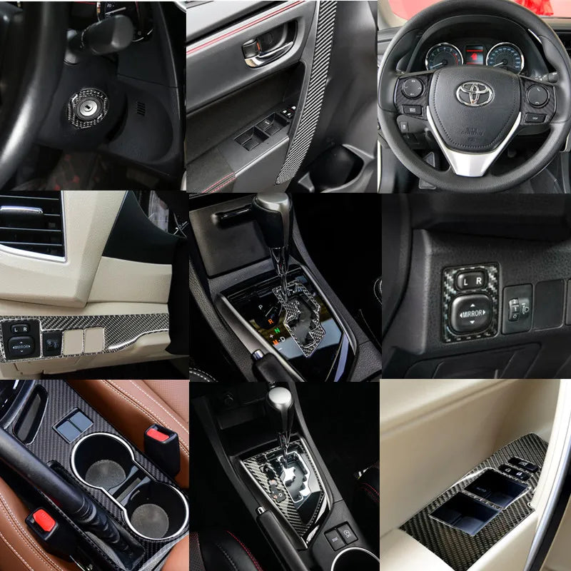 Black Carbon Fiber Interior Stickers for Toyota Corolla 2014-2018 - image 2