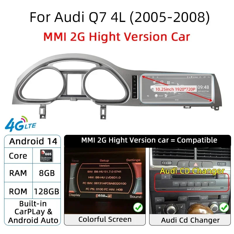 10.25" Android 14 CarPlay & Android Auto Player for Audi Q7 2005-2015 - image 8