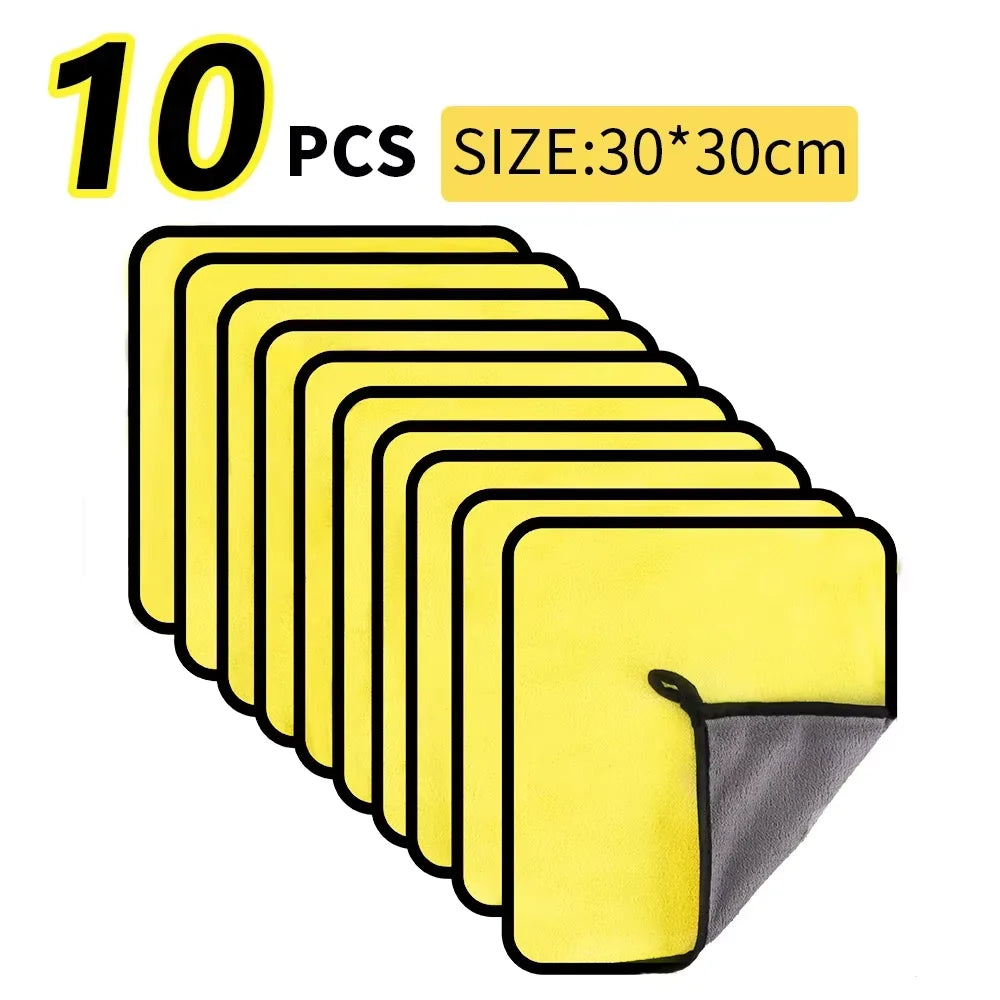 30x60cm Microfiber Car Cleaning Towels, Double Layer, 1/2/3/6/10 Pack