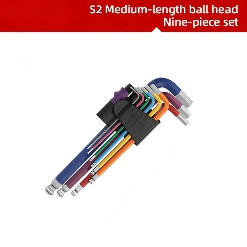 9pcs Industrial Ball End Hex Key Set Heavy Duty Color Coded Allen Wrenches