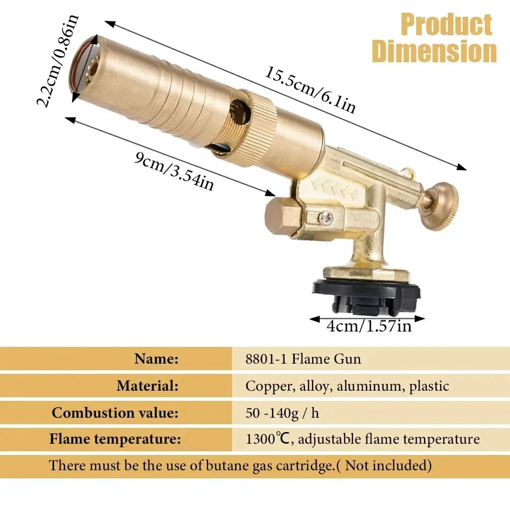 Gas Burner Welding Torch Gold Copper Portable Welding Gas Torch High-Temperature Flame Gas Blow Torch For BBQ Welding & Cooking