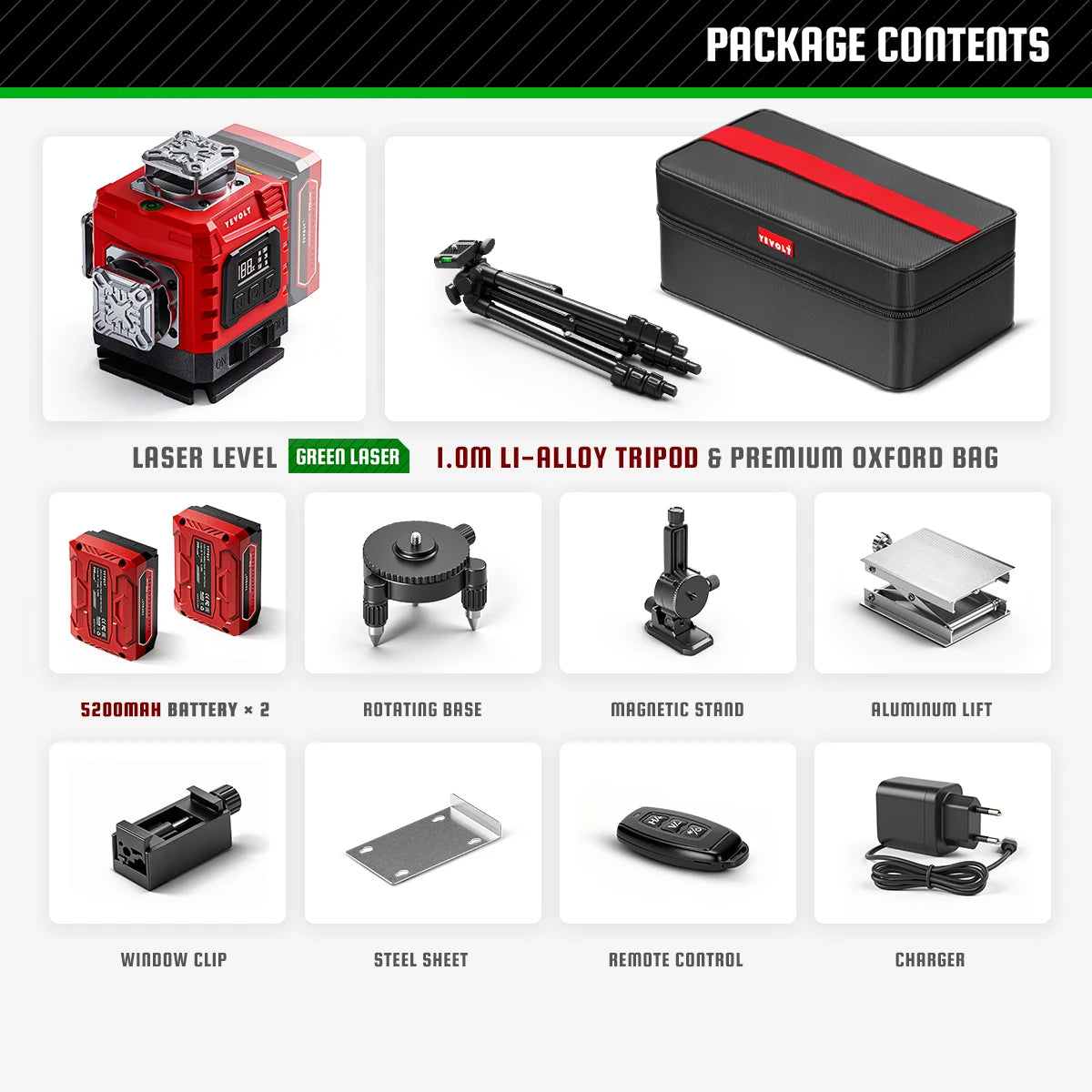 4D 360 Self Leveling Cross Line Laser Level with Tripod