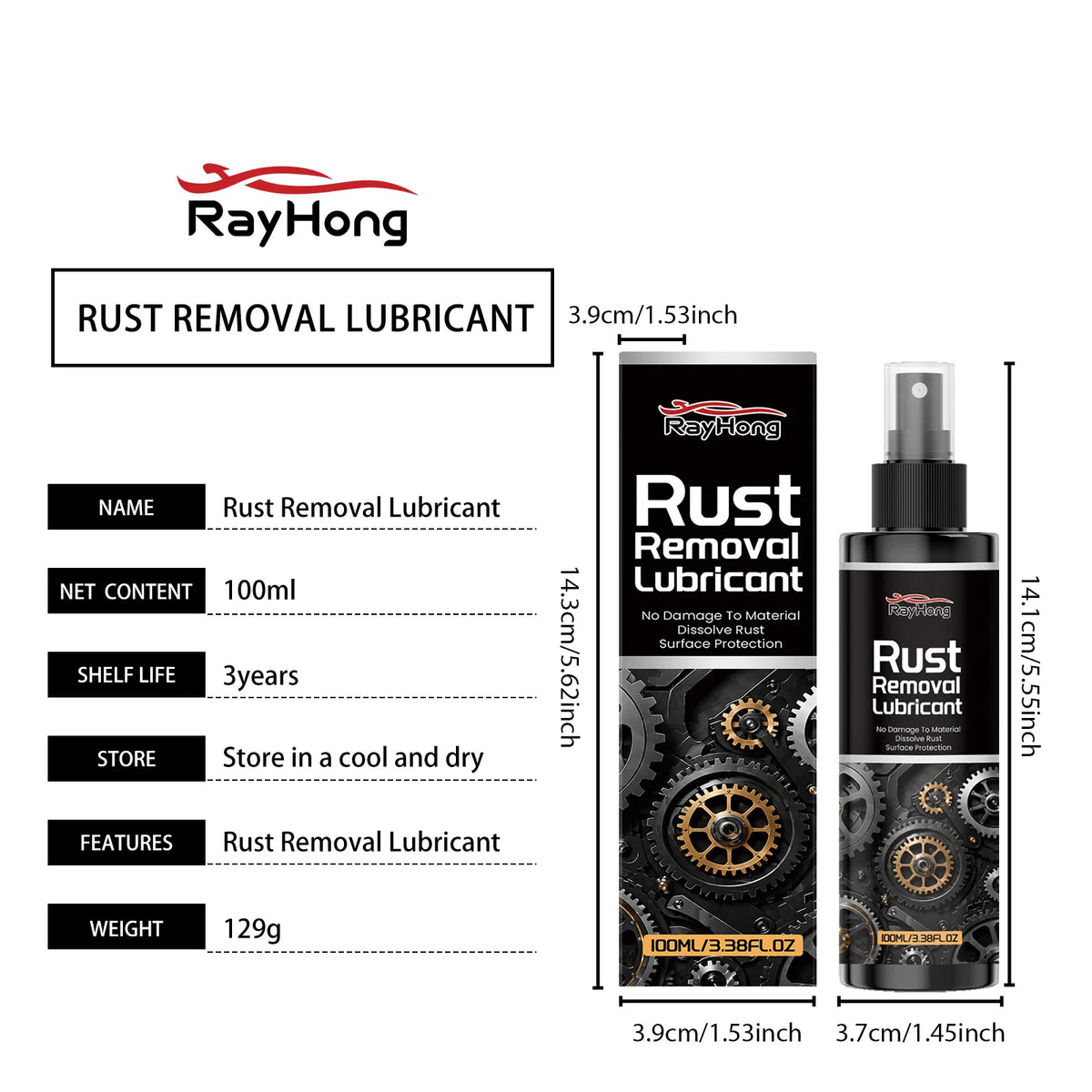 Rust Remover Spray for Car Wheels and Metal Surfaces, 100ml