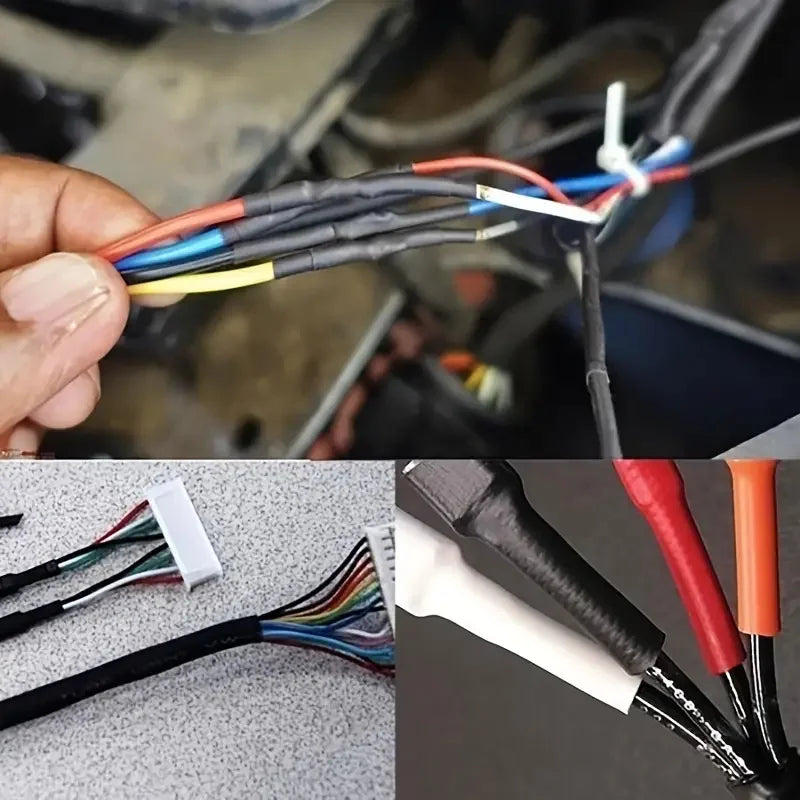 127PCS Black Red Heat Shrink Tubing 2:1 Polyolefin Car Cable Sleeving Wire Kit