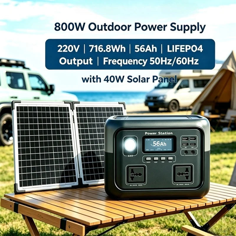 NEW 800W Portable Power Station 600W/800W 589WH Solar Generator Backup Power Bank for Outdoor Camping, Home Emergency, RV Travel