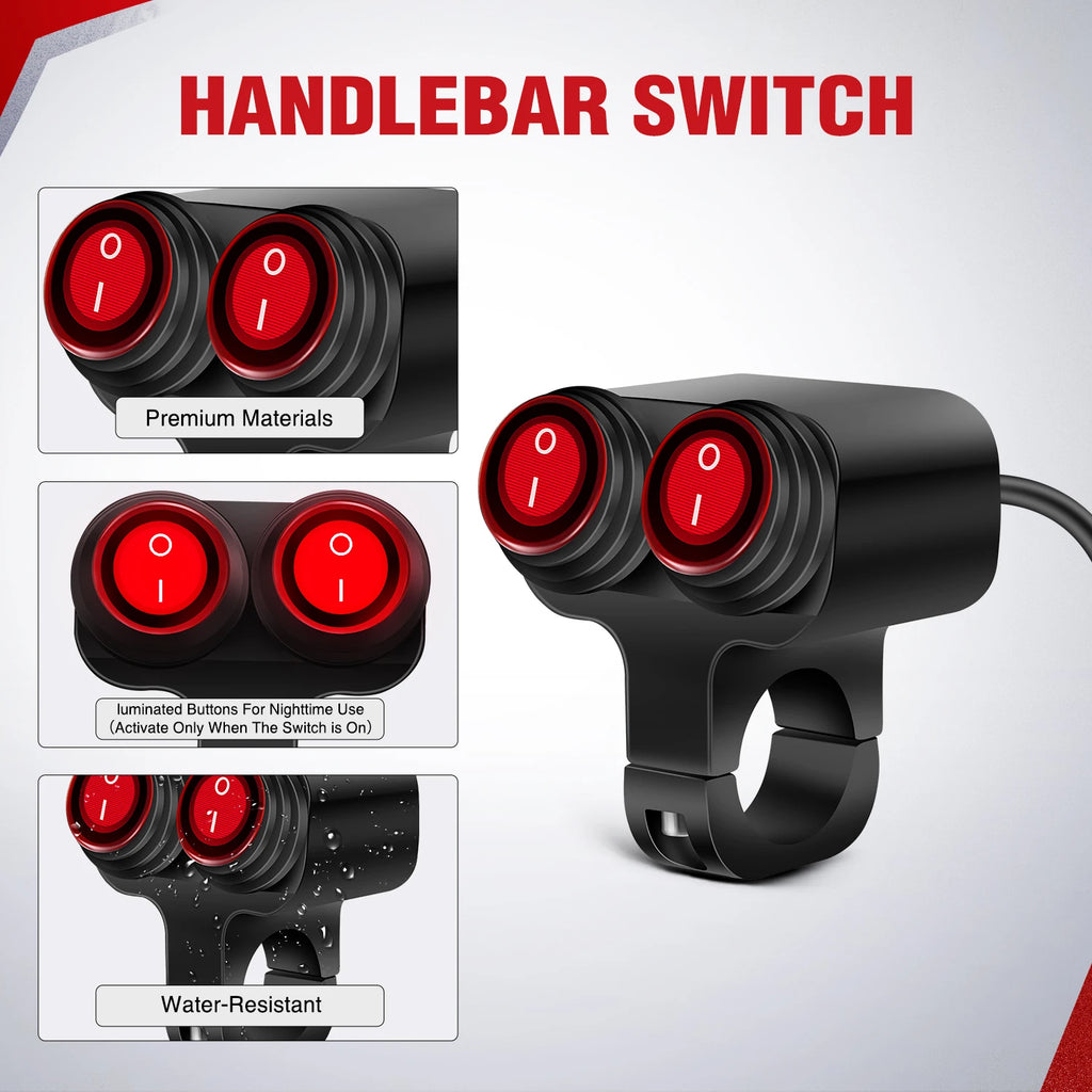 Nilight Dual Push-Button Handlebar Switch, 12V Waterproof - image 6