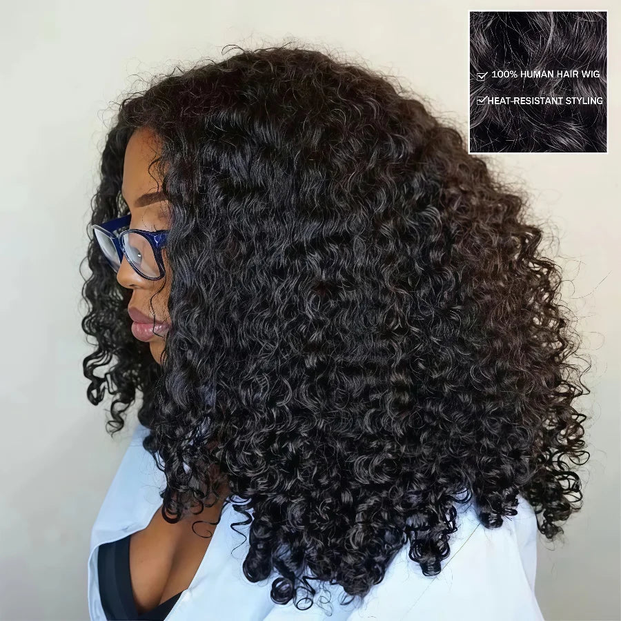 Burmese Curly Human Hair Wig, 13x4 Transparent Lace Front, Pre-Plucked