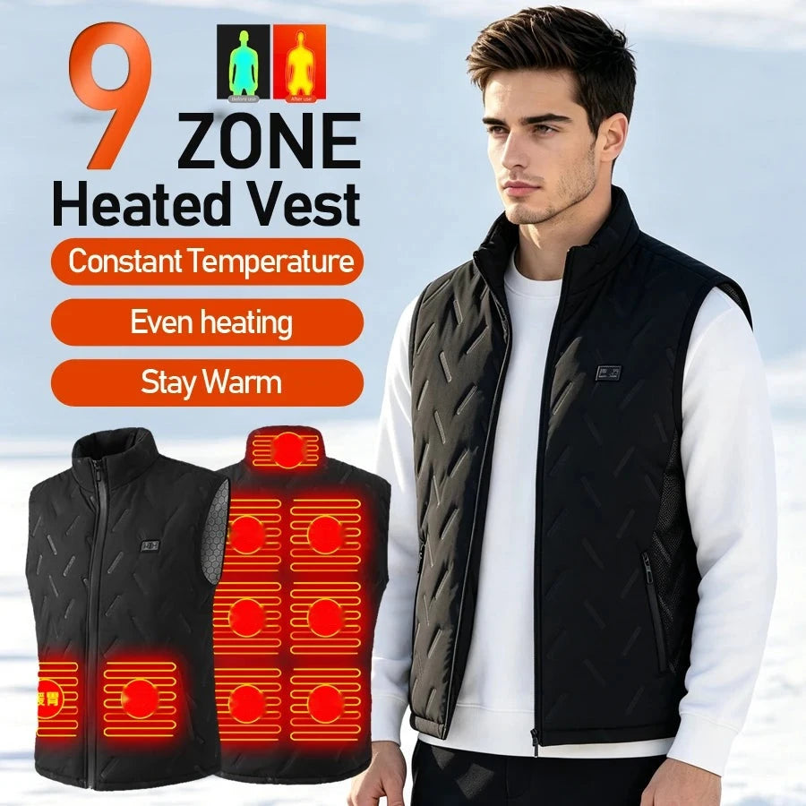 USB Heated Vest – 9 Heating Zones, 3 Temperature Levels