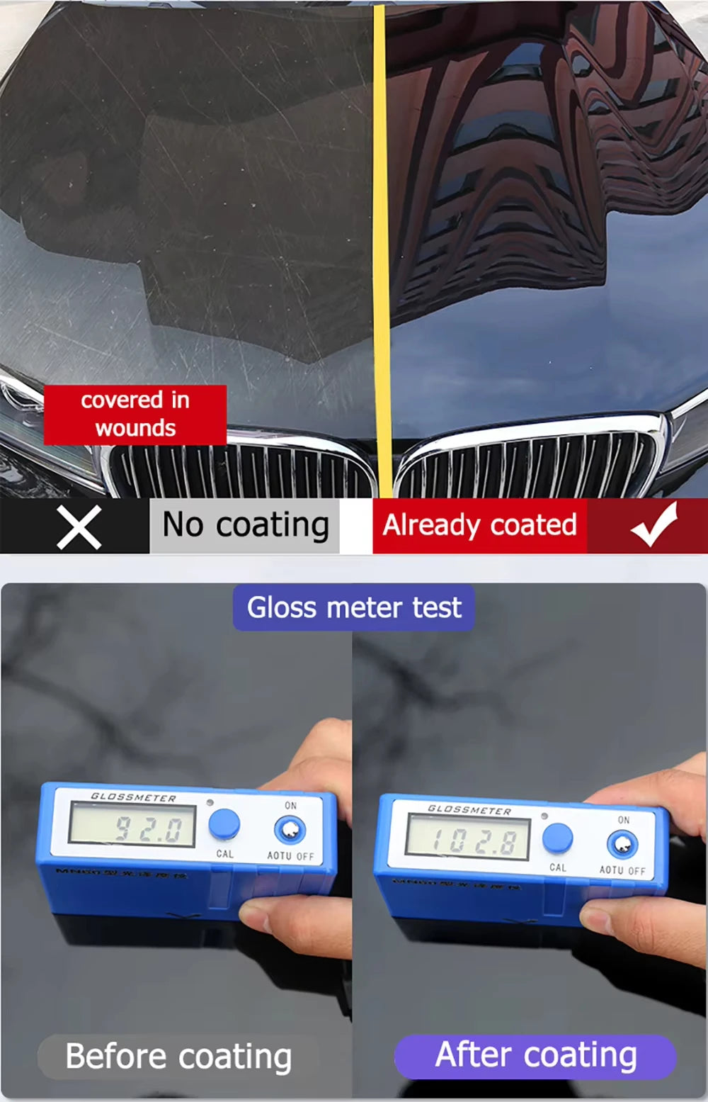 Ceramic Nano Coating Spray for Car Paint, Headlights, and Wheels