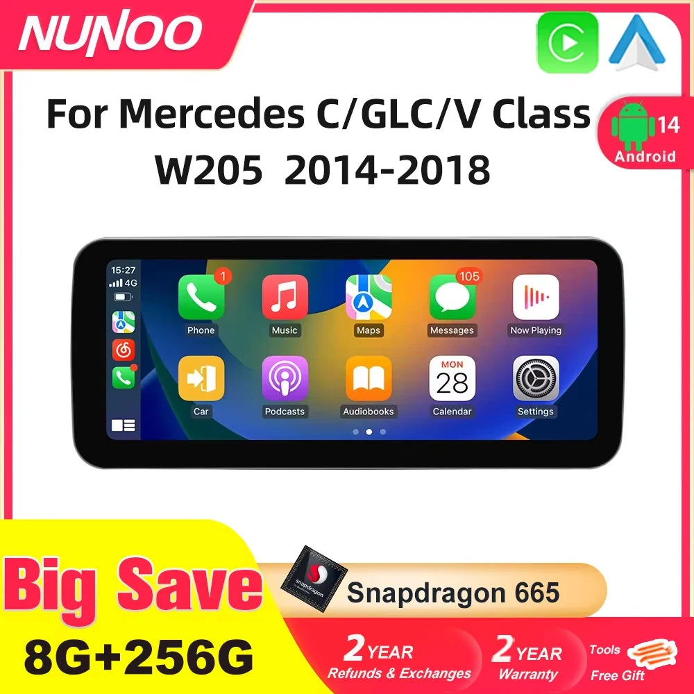 Wireless CarPlay Android Auto Screen for Mercedes C-Class W205