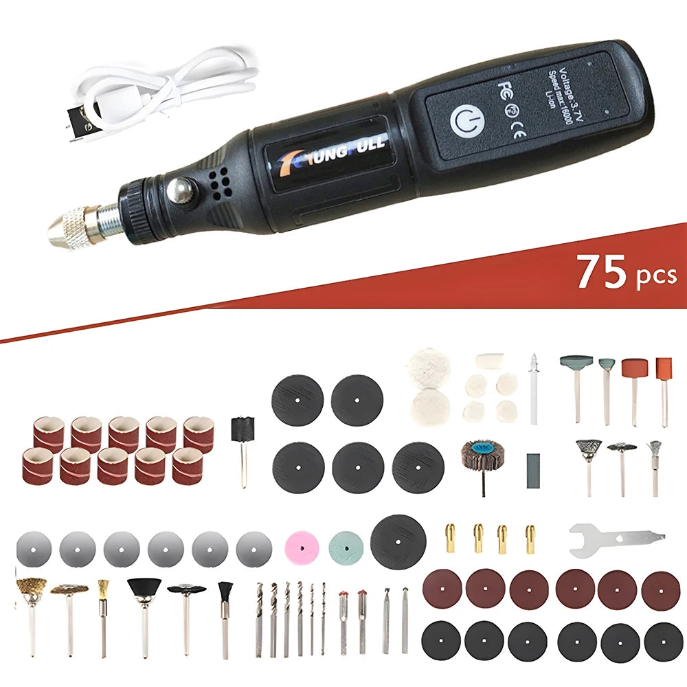 Cordless Mini Rotary Tool Kit, USB Rechargeable for Polishing & Carving