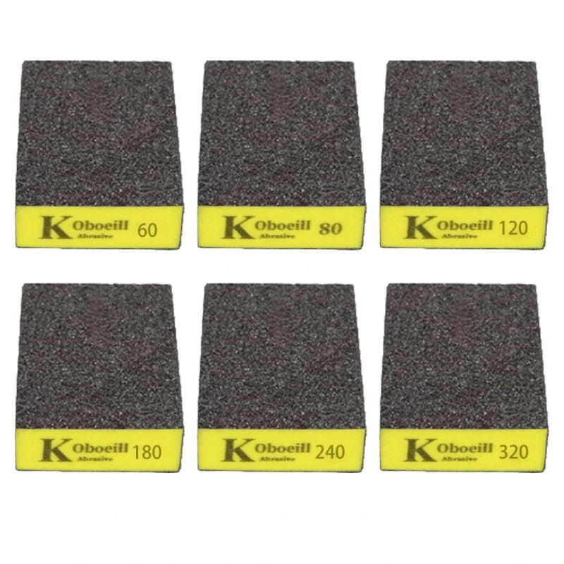 6pcs/set(60 80 120 180 240 320)Coarse Medium Fine Grit Sanding Block Sander Sponges for Wood Drywall Metal Sandpaper Sponge