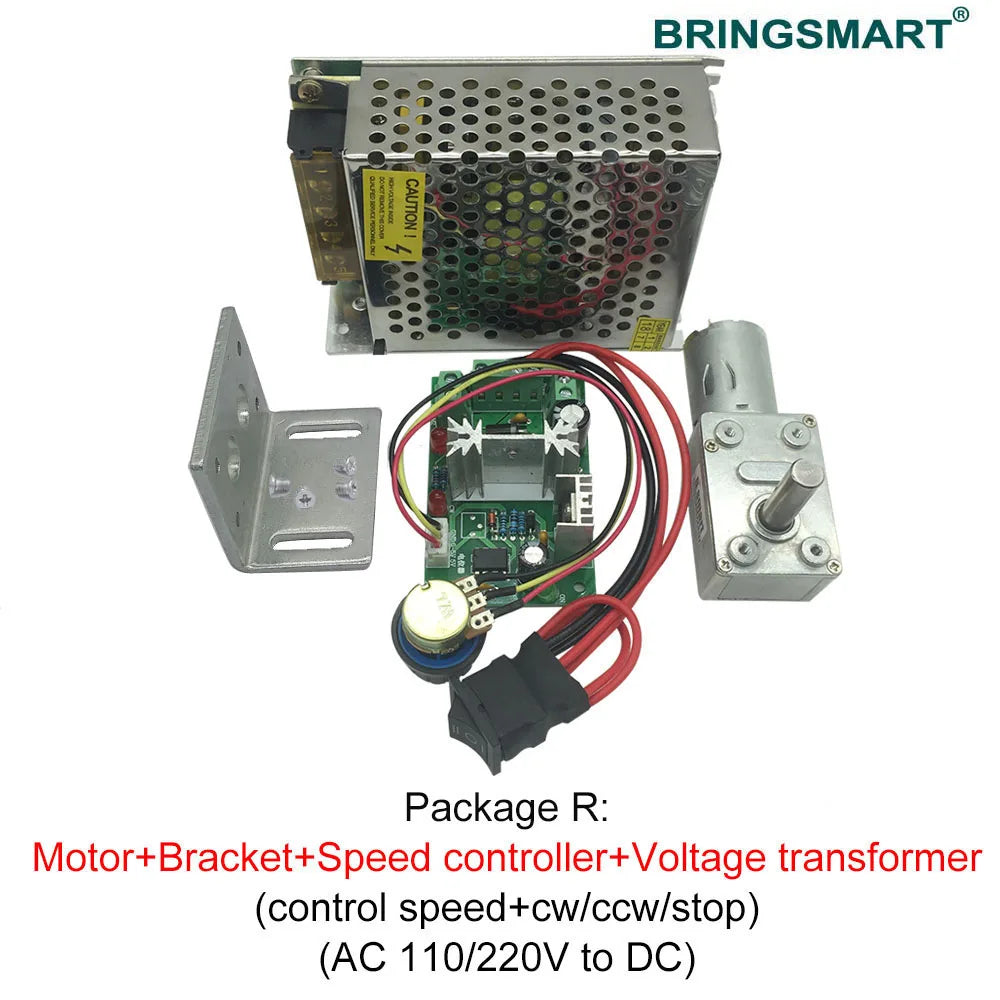 DC Worm Gear Motor, 3-24V, Self-Locking, for DIY Projects