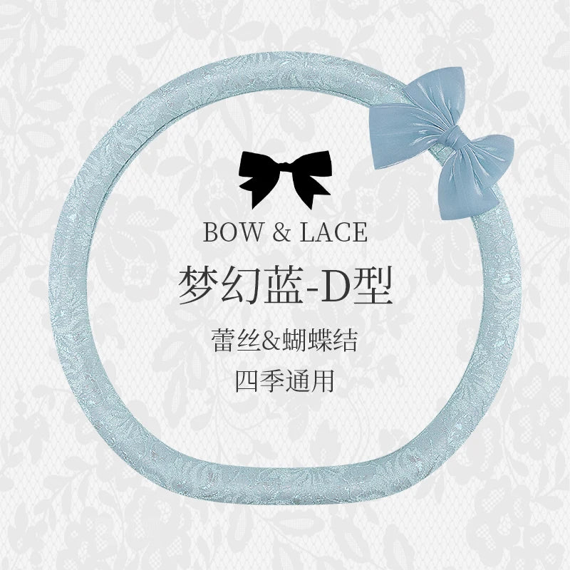 Bow and Lace Steering Wheel Cover, Round or D-Shape