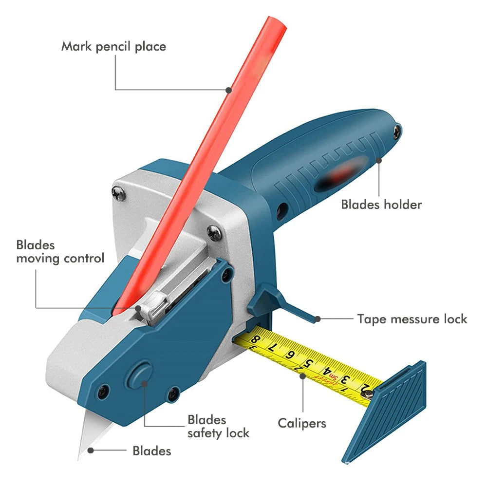 Drywall cutting scriber with tape measure, manual plasterboard cutting tool