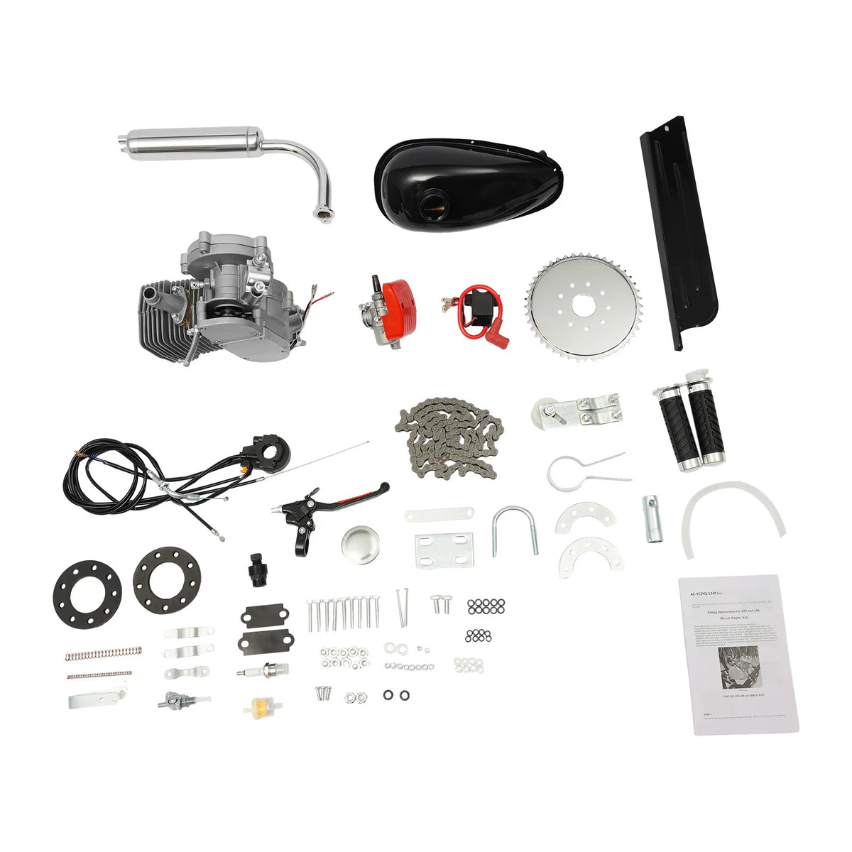100cc 2-Stroke Bicycle Engine Kit with 44T Sprocket for 26-28 in Bikes