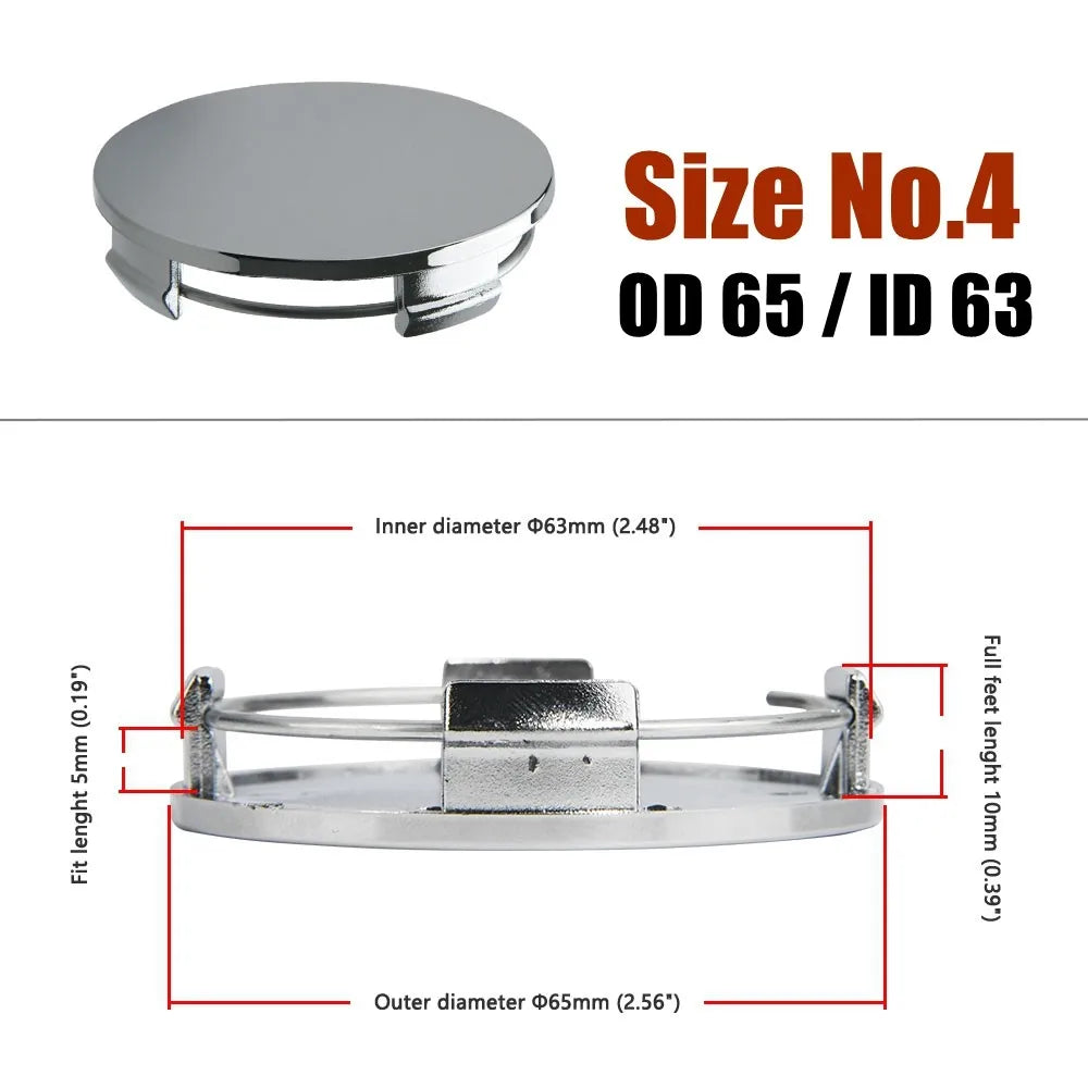 Universal Blank Wheel Center Caps, No Logo, Set of 4