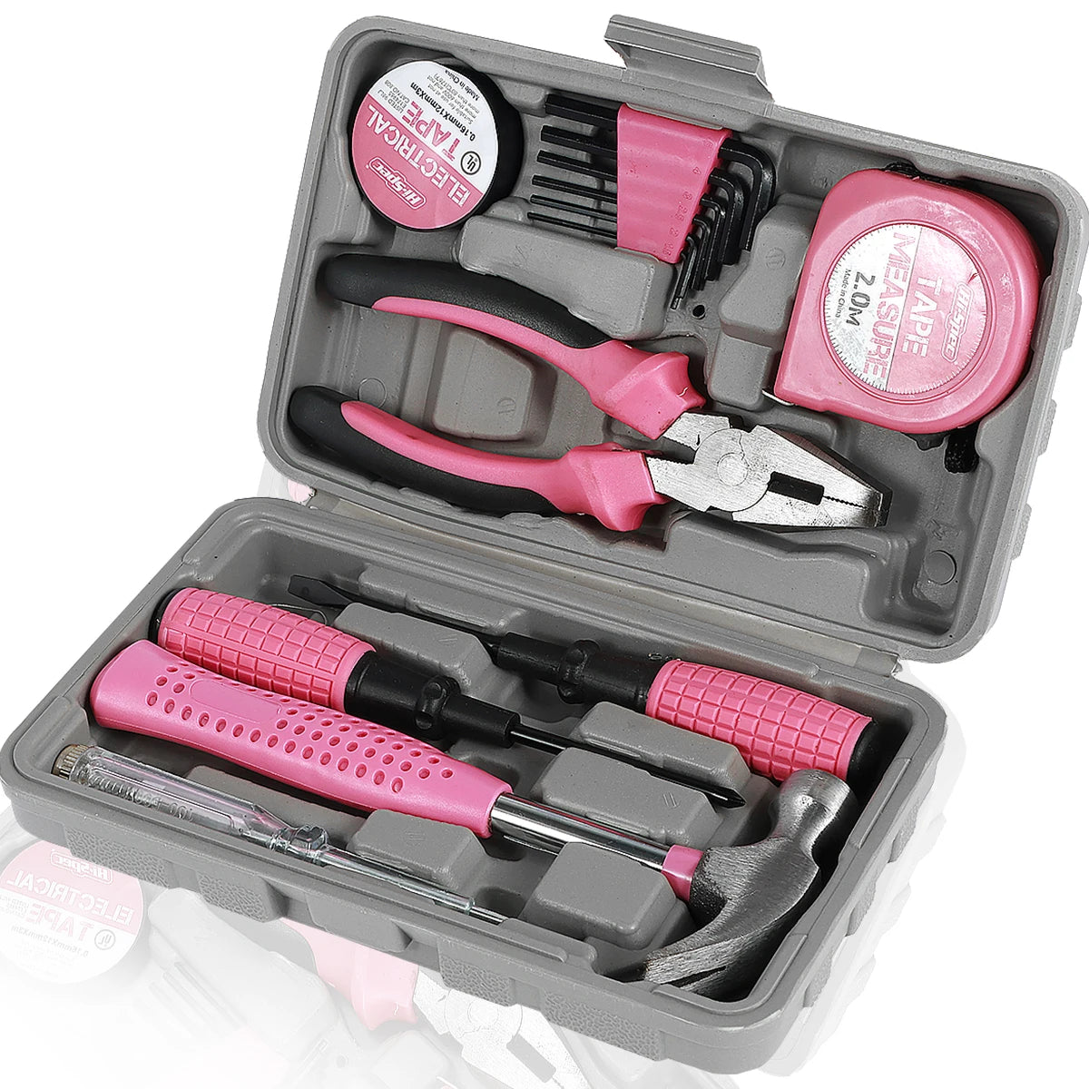 13/24Pcs Household Repair Tool Kit Pink Hand Tool Set with Storage Case Hammer