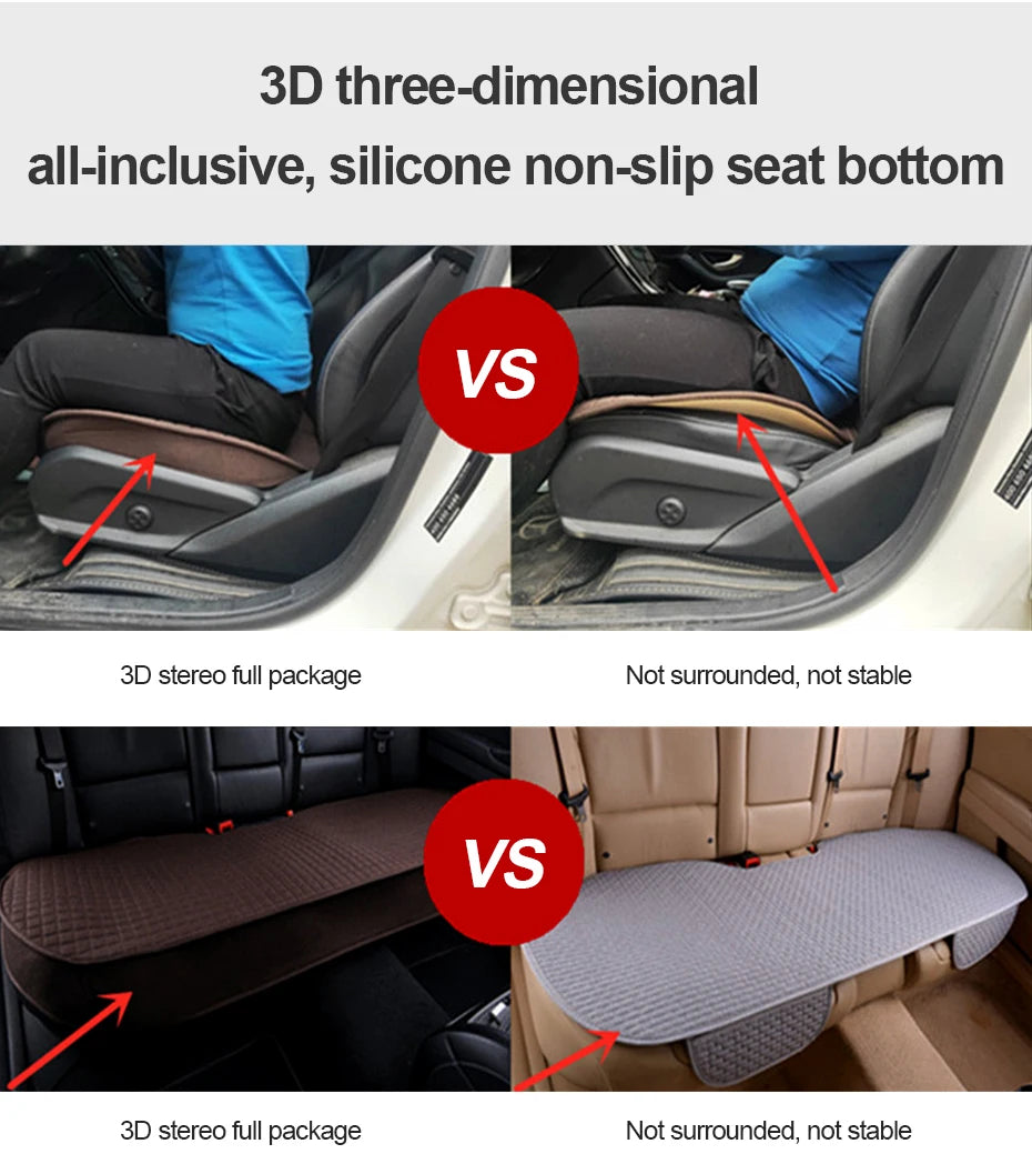 Breathable Flax Car Seat Cushions, Front, Rear and Full Sets