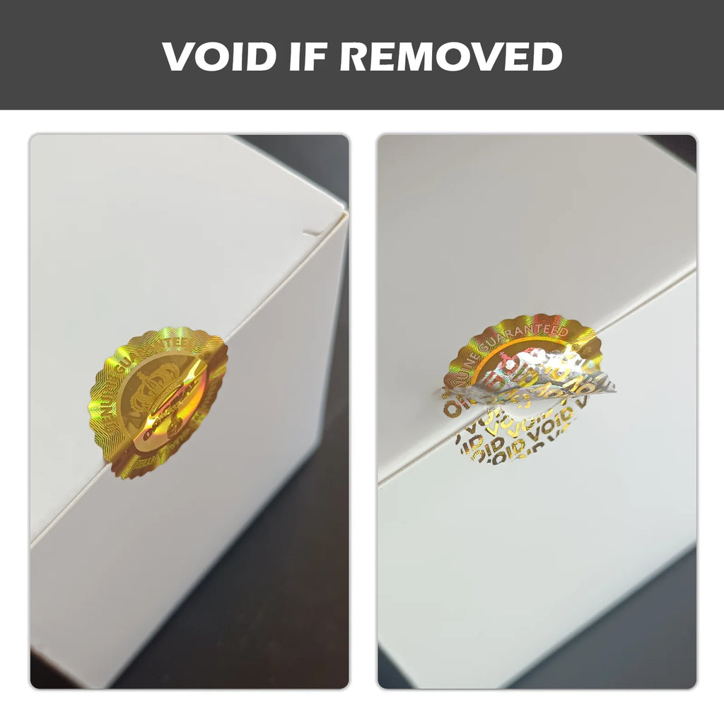 Holographic Tamper-Evident Seal Stickers with Crown Pattern