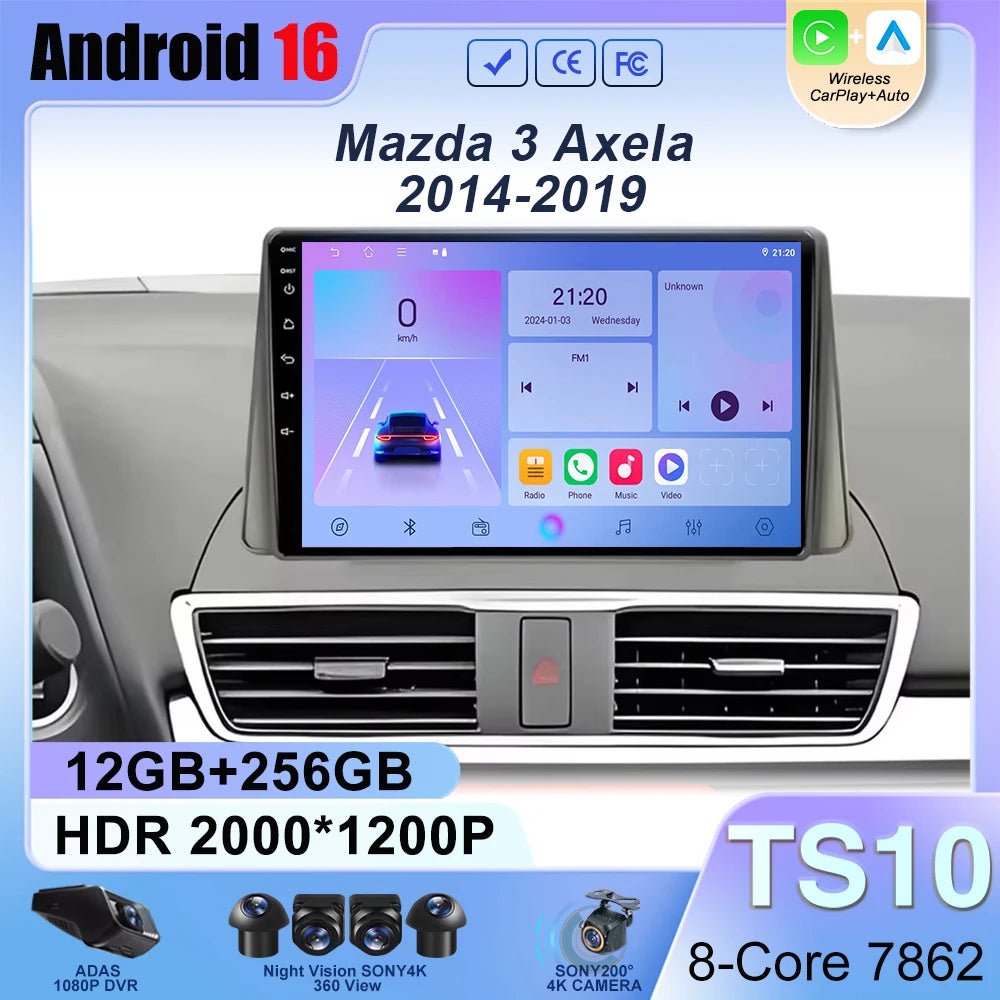 Mazda 3 Multimedia Head Unit with GPS, CarPlay & Android Auto