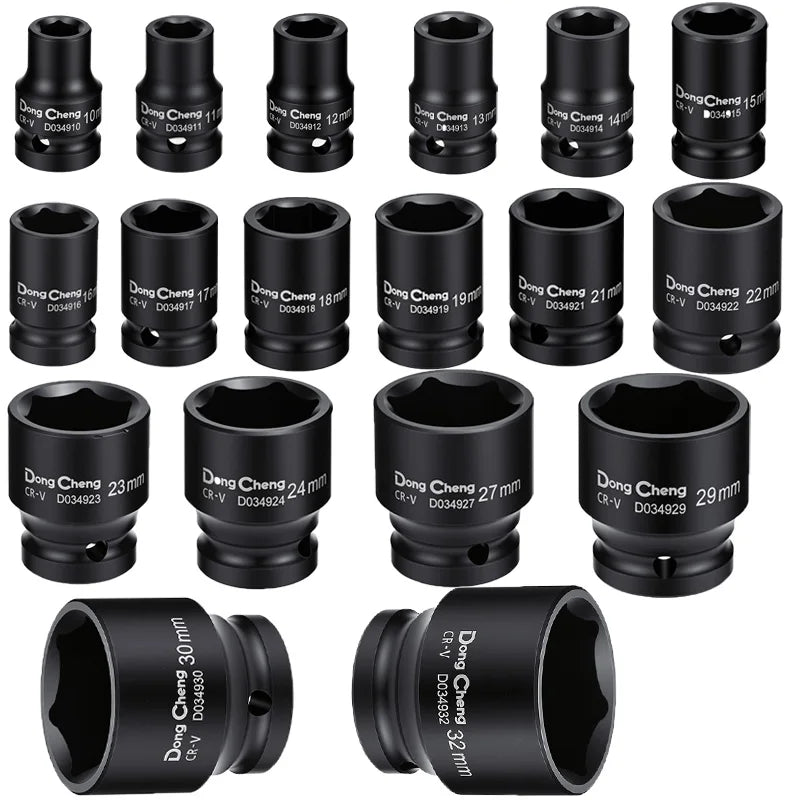 1/2 Inch Hex Impact Socket Set 10-32mm Blackened Heavy Duty Anti-Rust