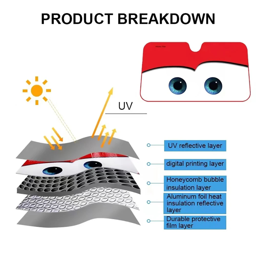 Cartoon Eyes Windshield Sunshade, 130 x 70cm
