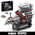 Motorized V8 Engine Building Block Model Kit with Transmission