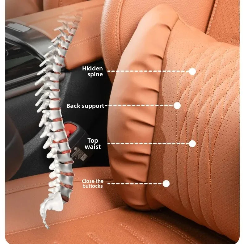 Nappa Leather Car Headrest & Lumbar Support Cushion - image 6