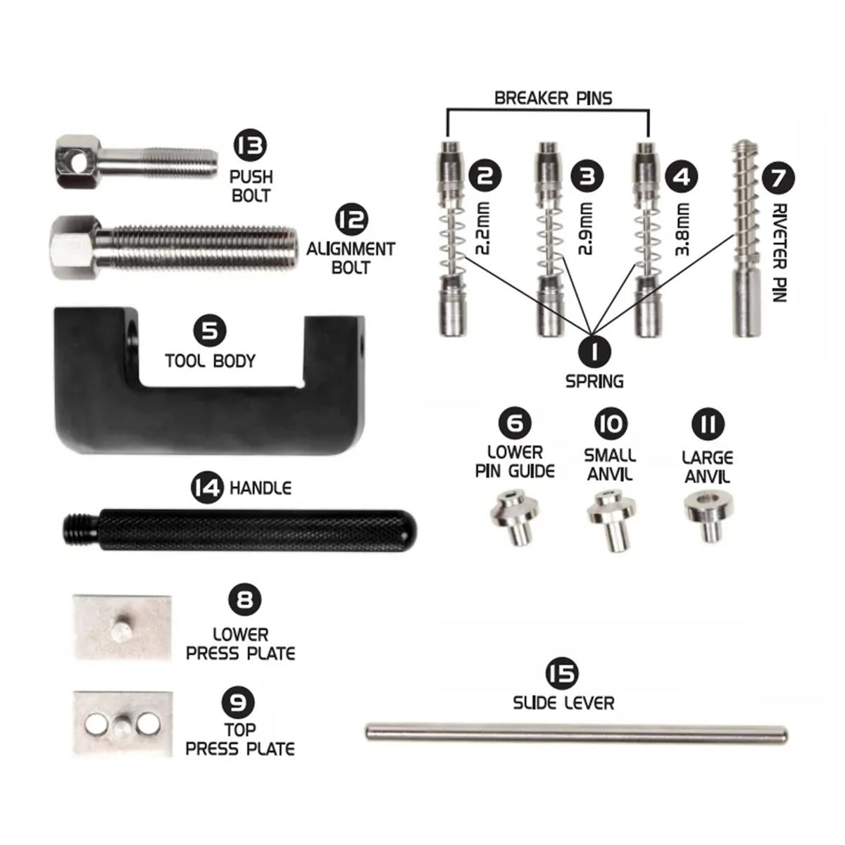 Universal Motorcycle Chain Cutter Breaker Riveting Tool – 12Pc Kit - image 4