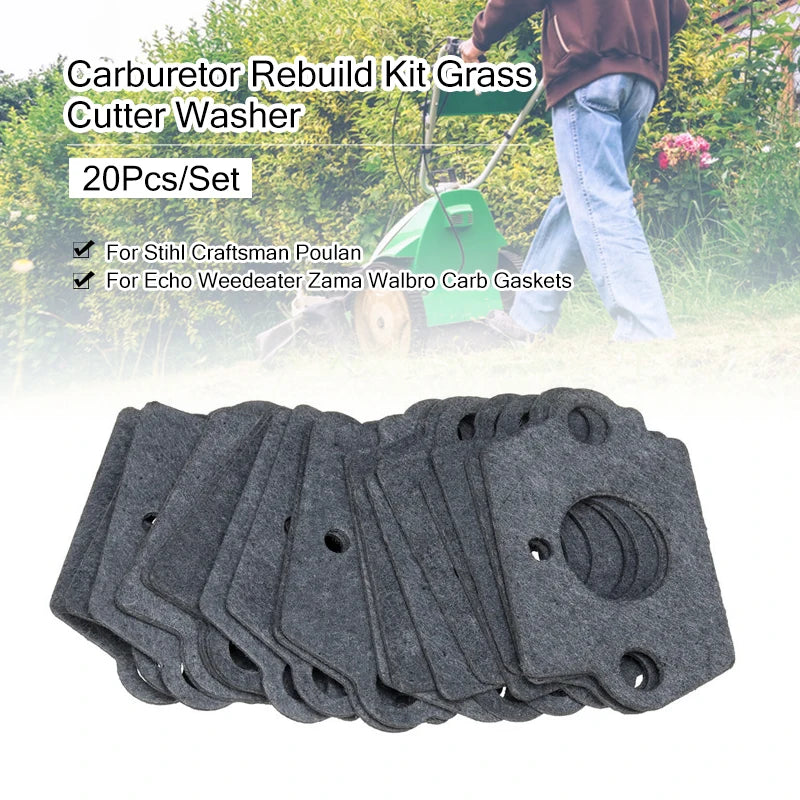 20-Pack Durable Carburetor Gaskets for Lawn Mowers & Garden Tools