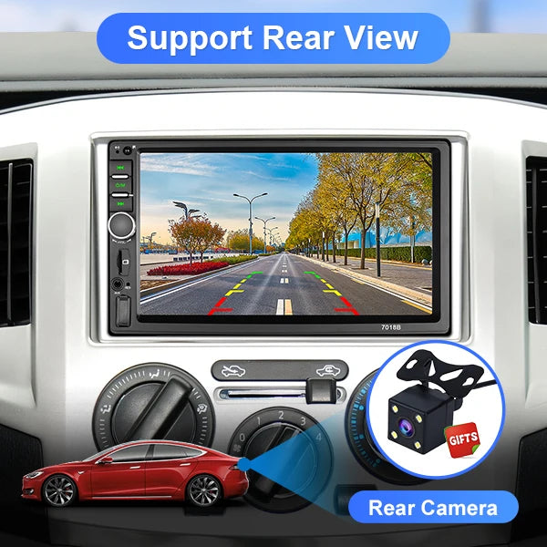 7-Inch Wireless CarPlay and Android Auto Car Stereo with Backup Camera Input