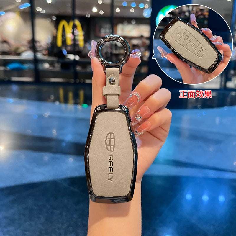 Car Key Fob Cover Case Shell Holder Set For Geely Coolray X6 Emgrand Global Hawk GX7 Remote Accessories Car-Styling Keychain