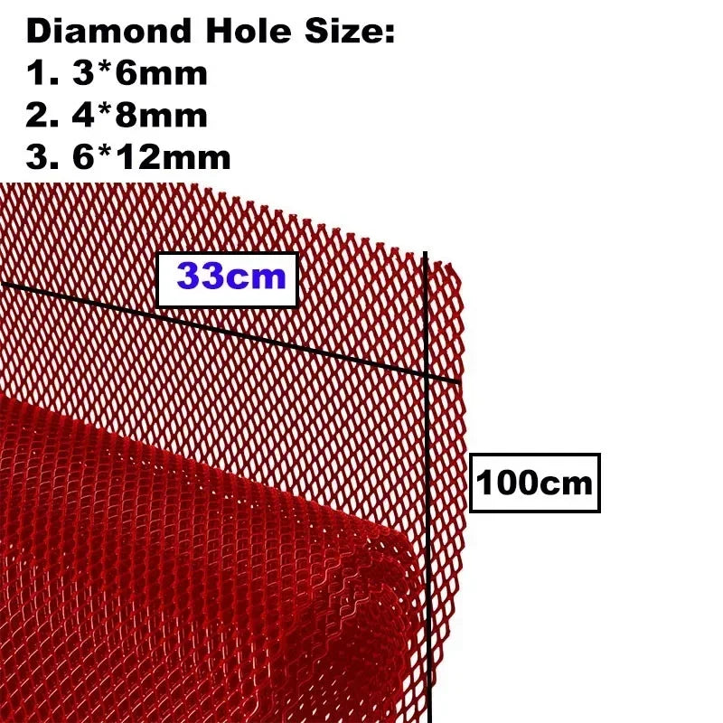 Universal Aluminum Car Grille Mesh 100x33cm | Red/Blue - image 2