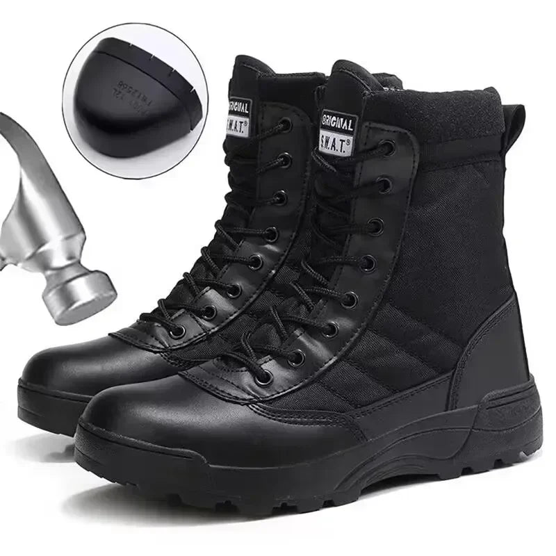 Men's Steel Toe Boots Outdoor Tactical Hiking Desert Boots Men Stab-proof Smashing Work Safty Shoes Wear Protection Shoes