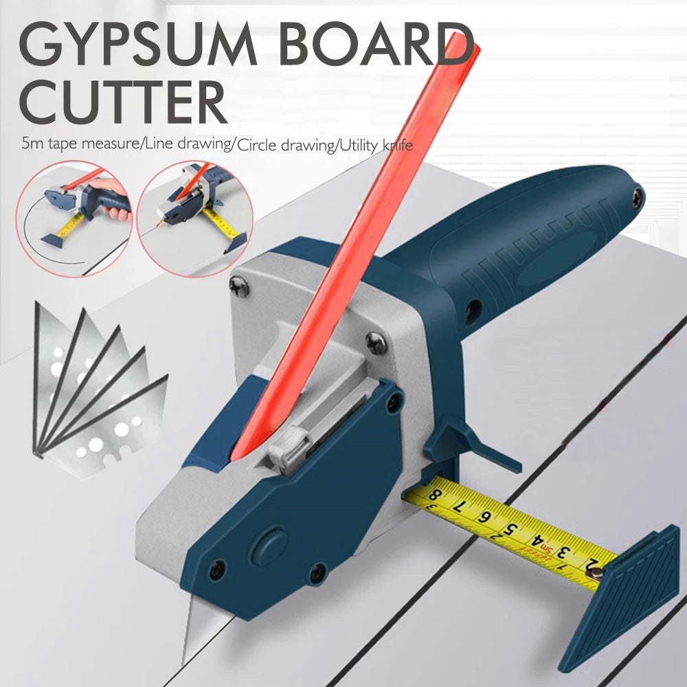 Drywall cutting scriber with tape measure, manual plasterboard cutting tool
