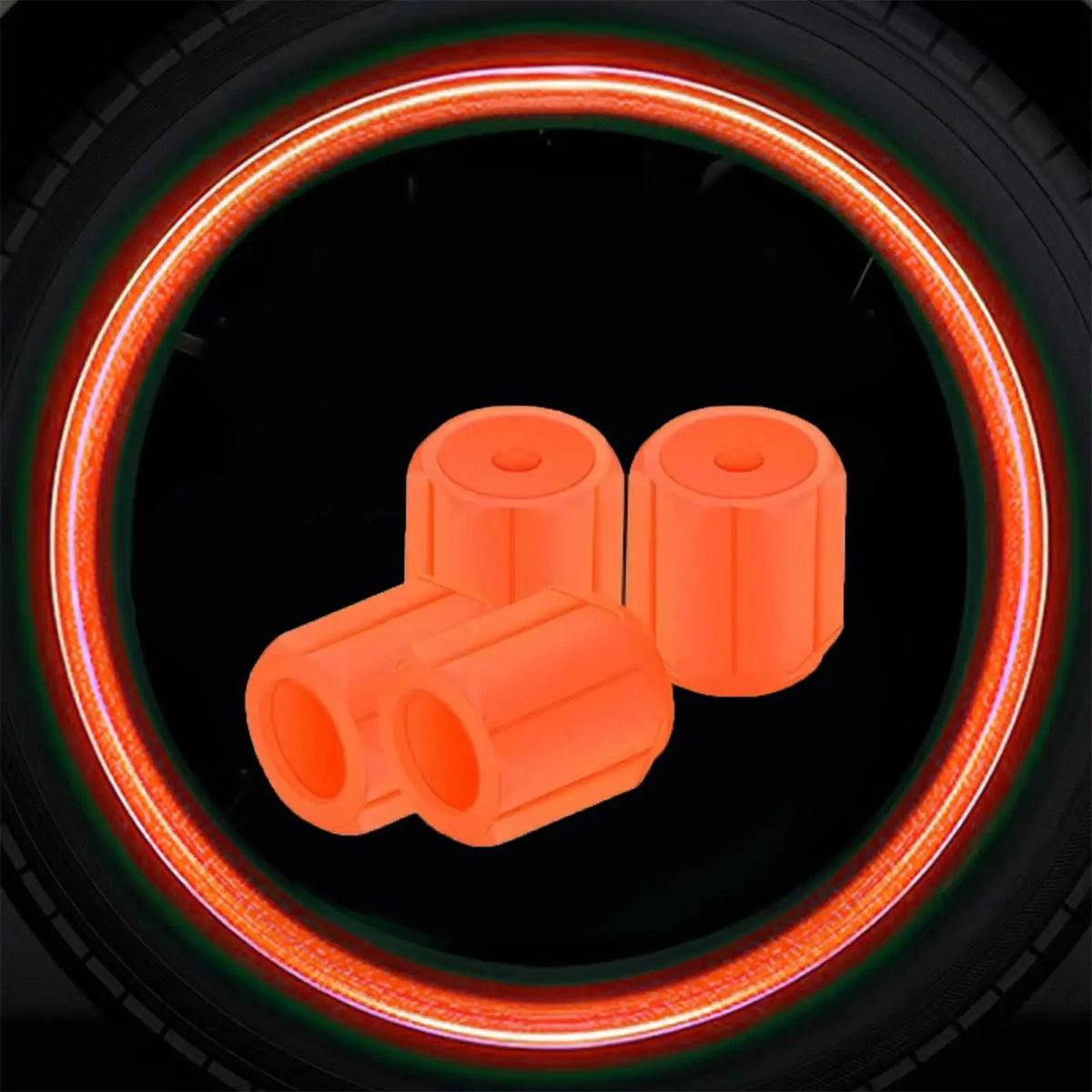 Glow in the Dark Tire Valve Stem Caps, Set of 4
