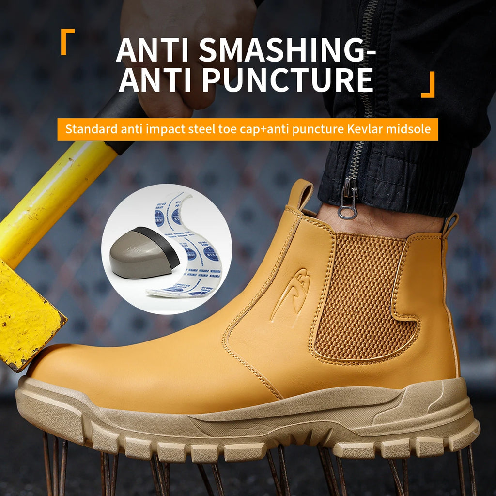 Waterproof Steel Toe Safety Work Boots, Anti-Impact and Anti-Puncture