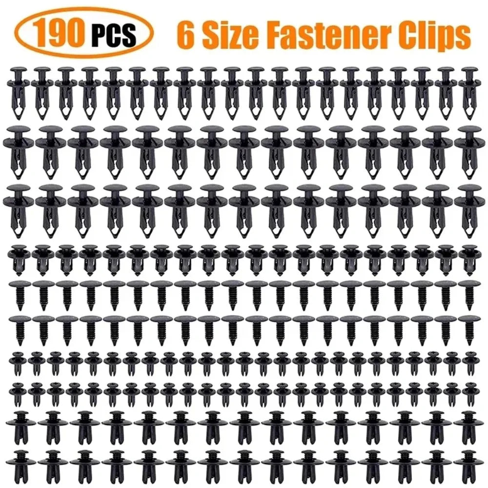190-Piece Car Fastener Set - ABS Push Rivets, 6 Sizes - image 6