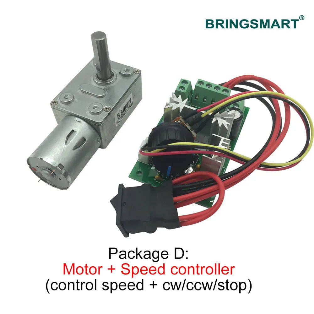 DC Worm Gear Motor, 3-24V, Self-Locking, for DIY Projects